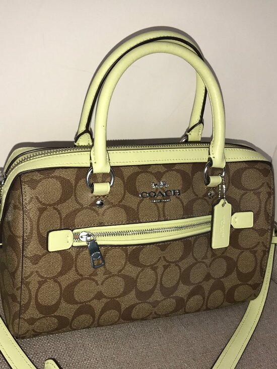 COACH Rowan Lime Signature Medium Satchel Crossbody Handbag (83607)
